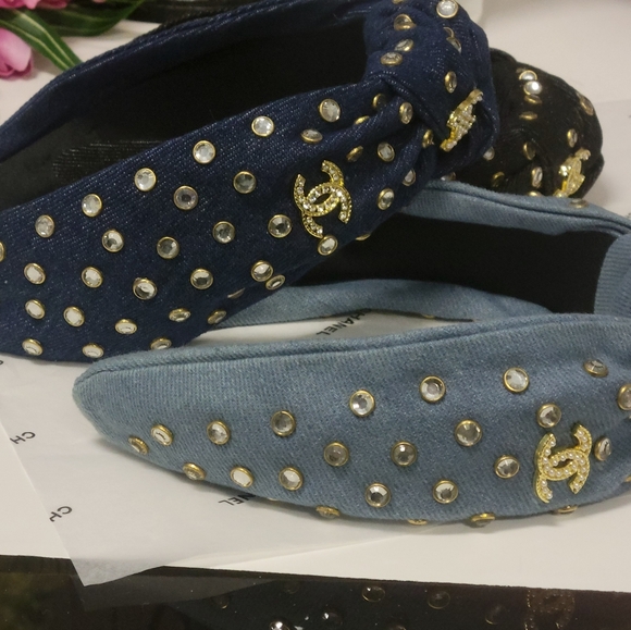 Studded Crystal Embellished Denim Headband, Choice Of One - Picture 5 of 12